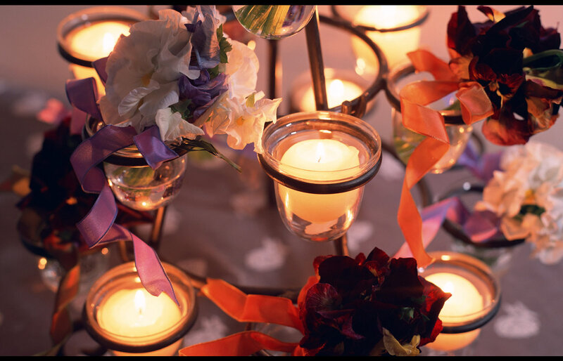 Candlelit Floral Arrangement — White