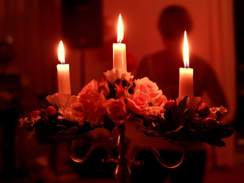 Candlelit floral centerpiece