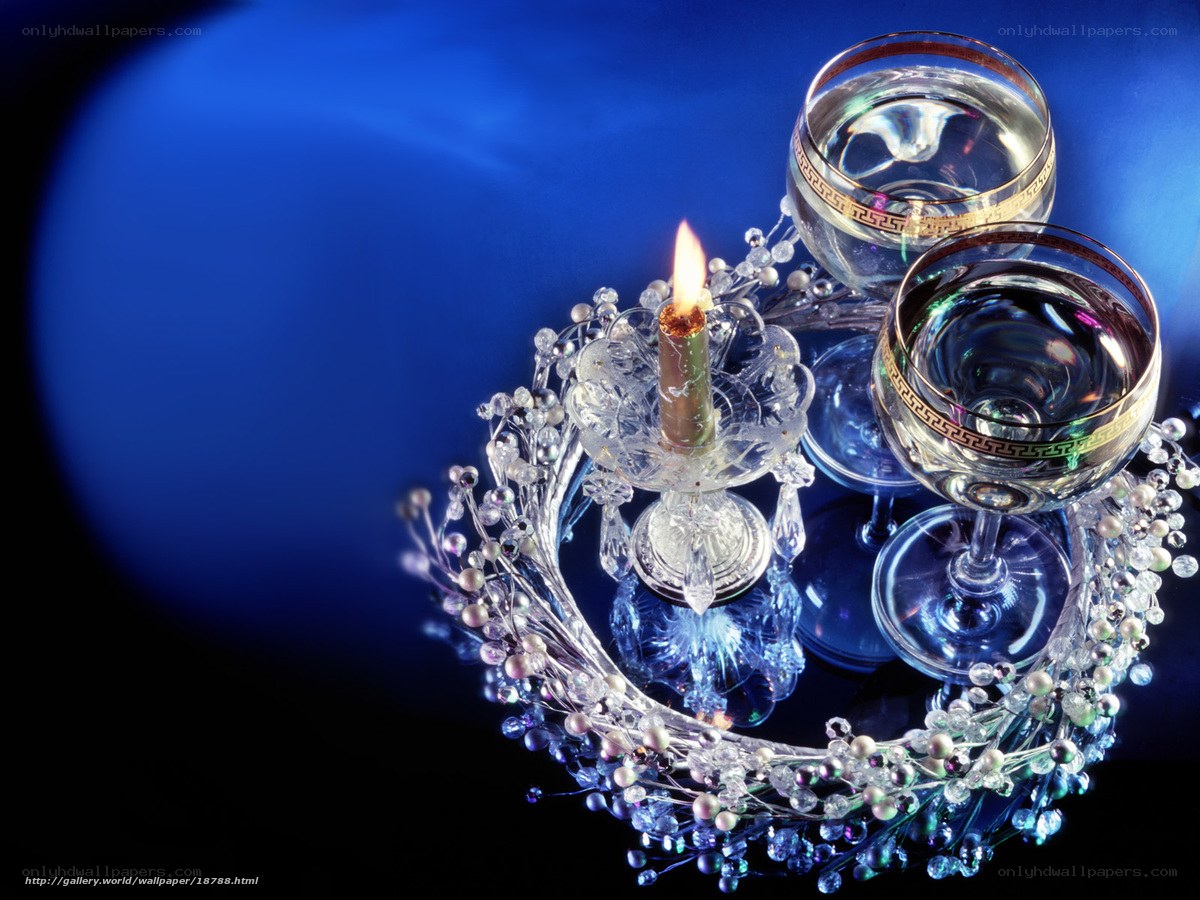 Candlelit glassware arrangement