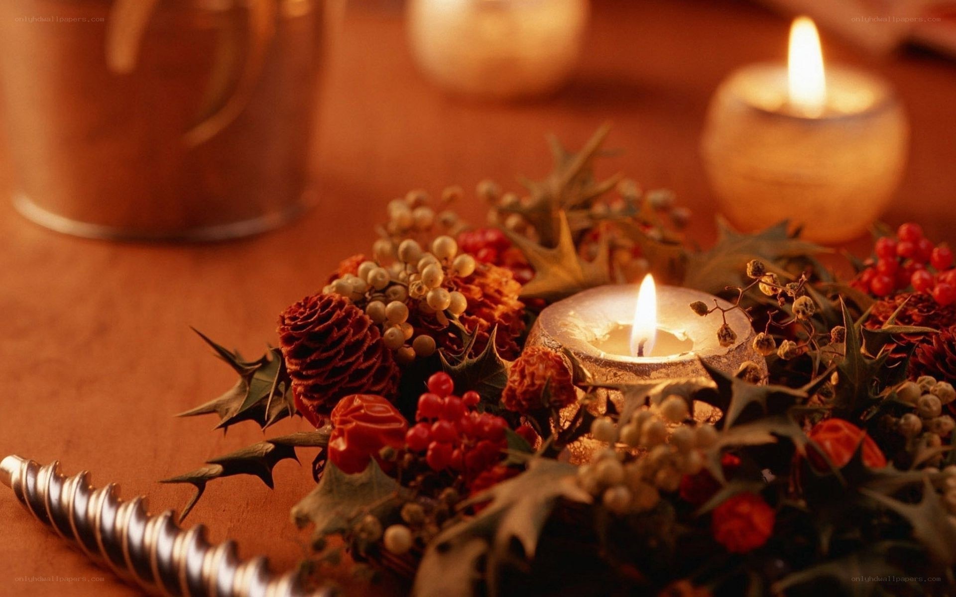 candlelit holiday arrangement