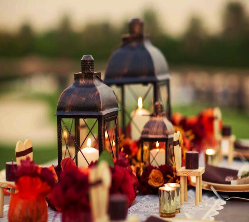 Candlelit Lanterns on Table