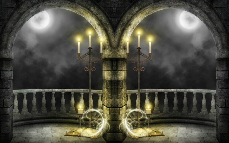 Candlelit Stone Balcony