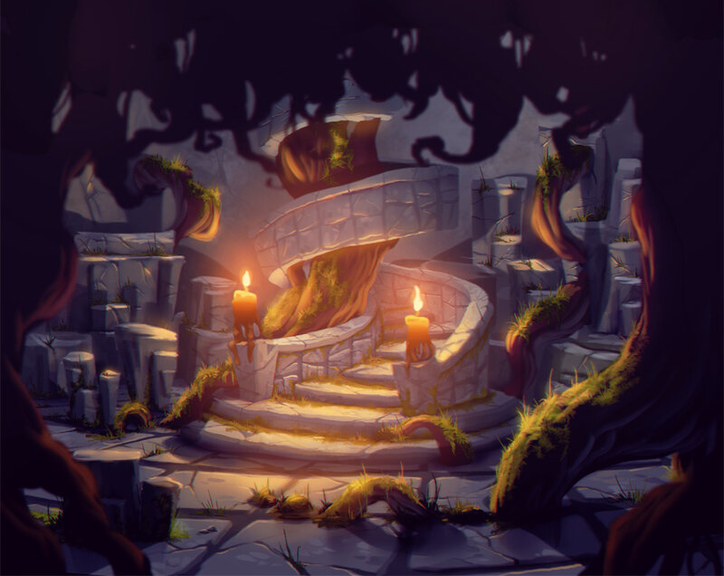 Candlelit Stone Chamber