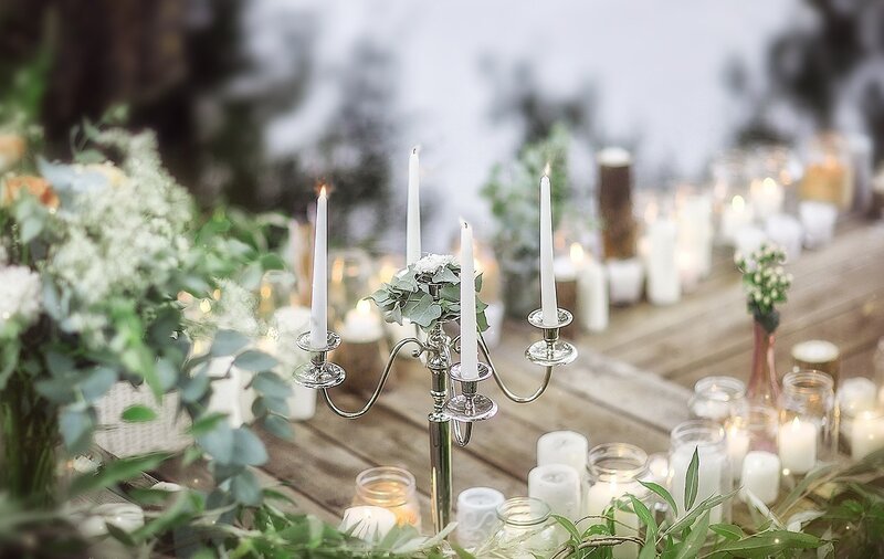 Candlelit Table Setting — White, Serene