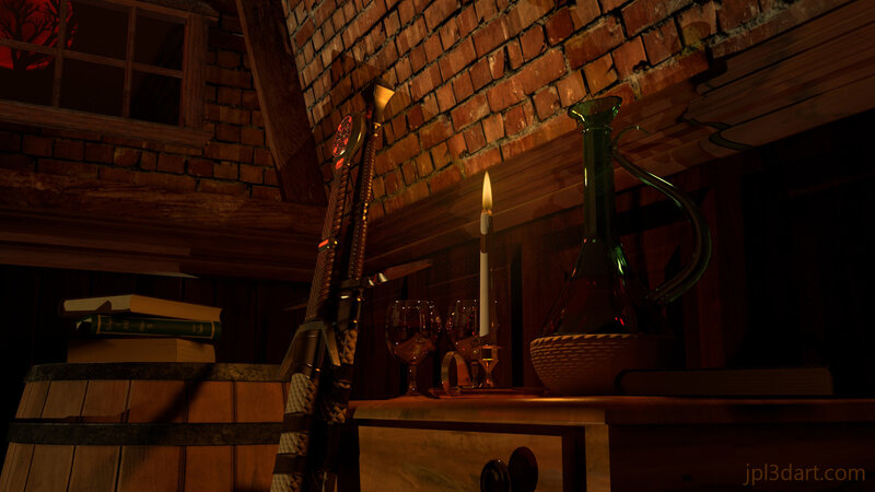 Candlelit Table with Sword