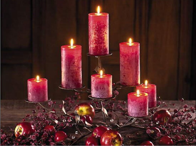 candles and apples arrangement