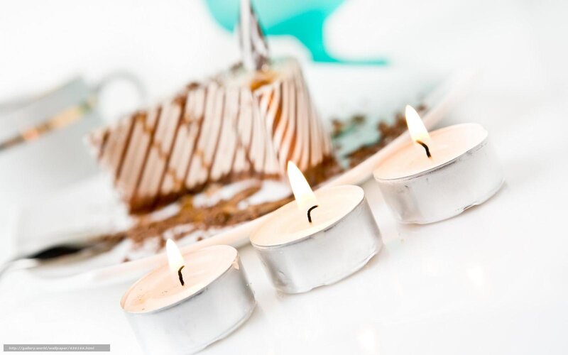 Candles and cake slice