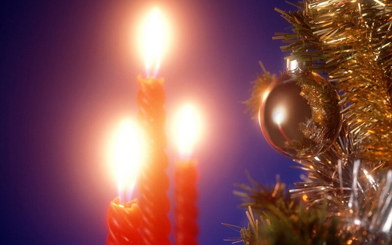 Candles and Christmas ornament