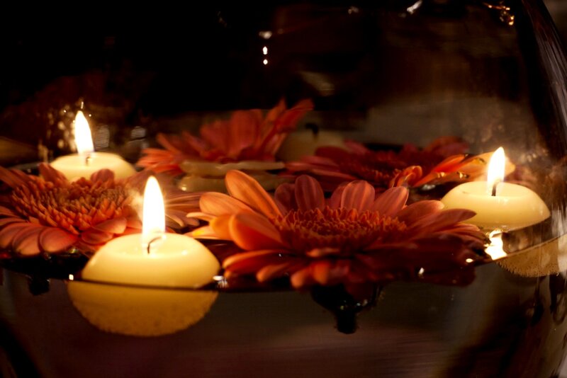 Candles and Flowers in Water