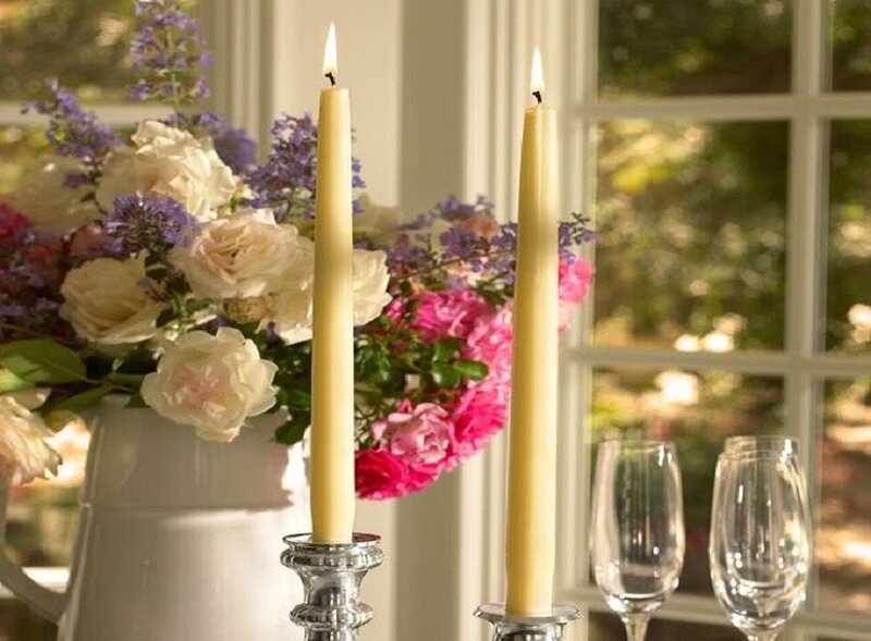Candles and flowers on a table