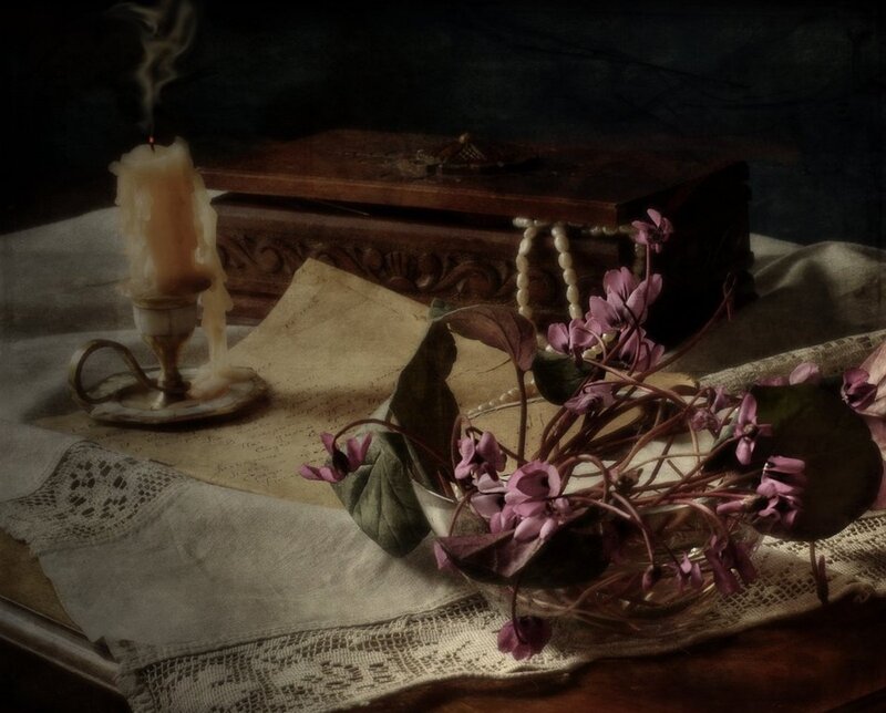 Candles and Flowers on Table