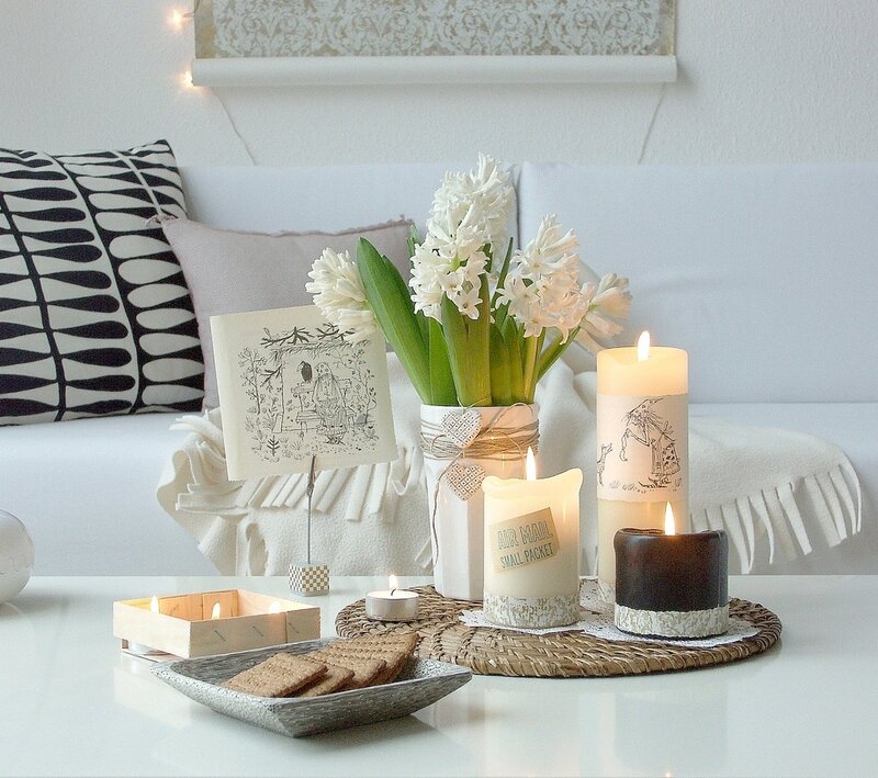Candles and Flowers on Table — White