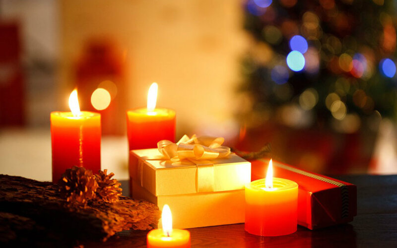Candles and Gifts on Table — Red