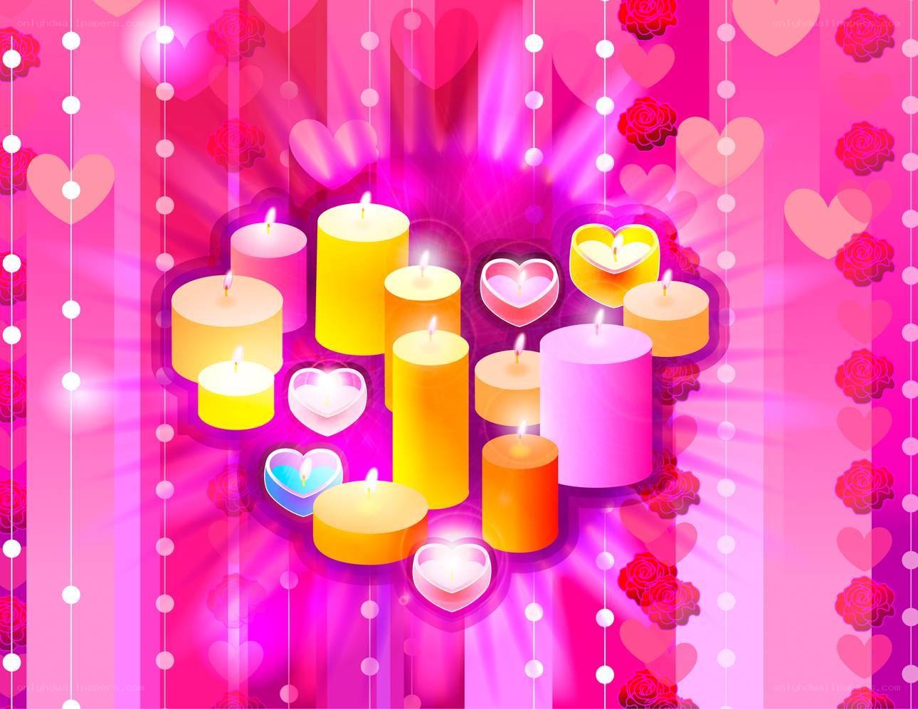 candles and hearts wallpaper
