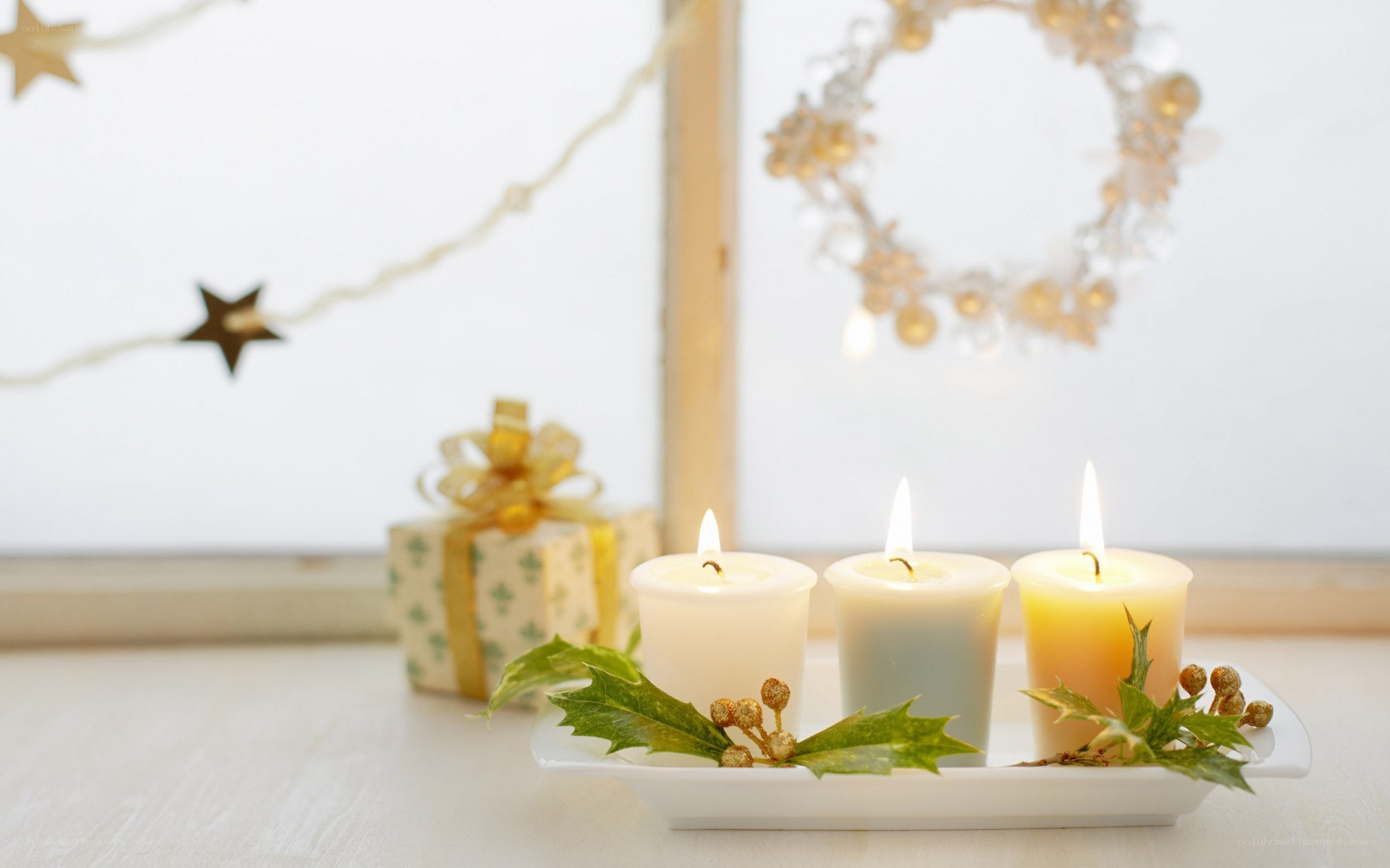Candles and holiday decor