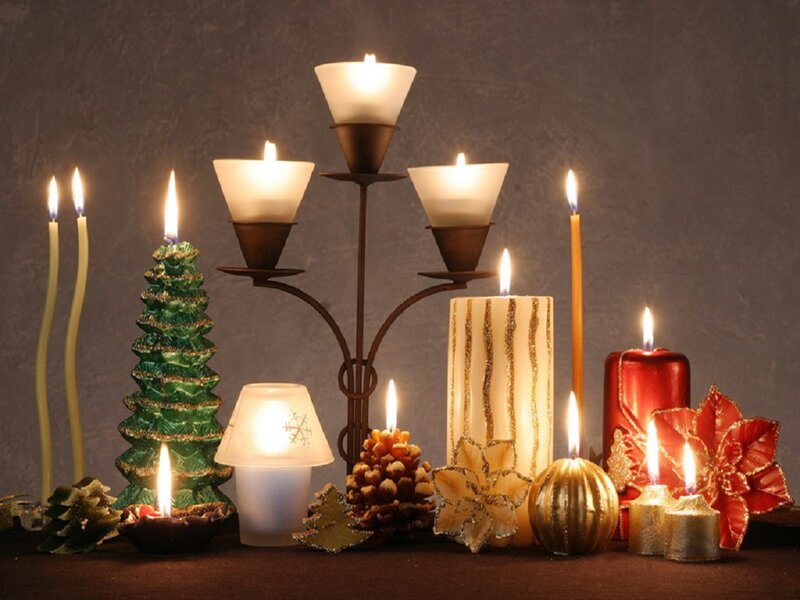 Candles and Holiday Decor — Brown