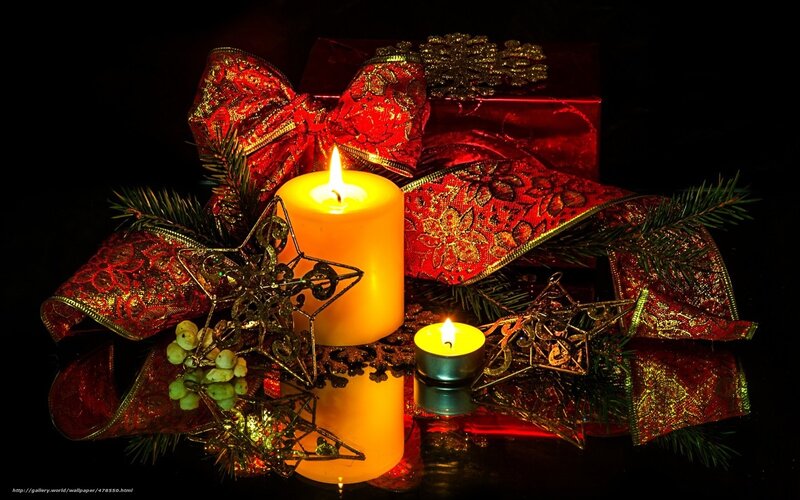 Candles and Holiday Decorations — Red