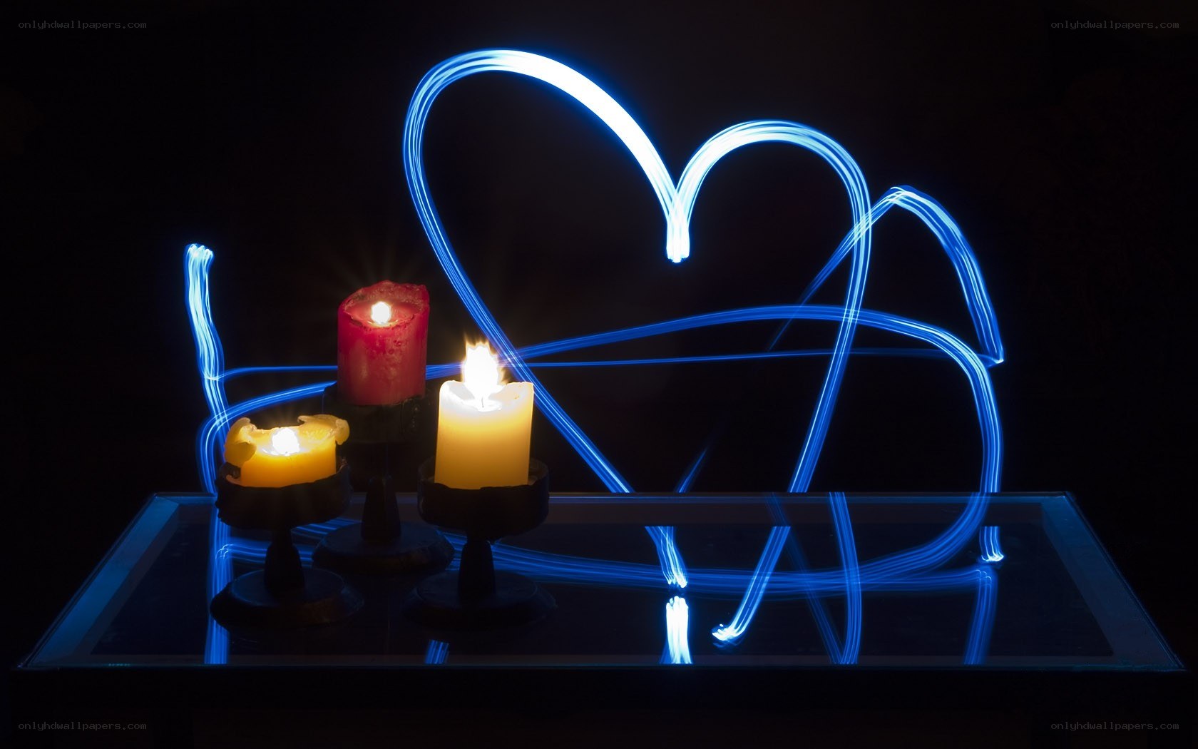 Candles and light heart