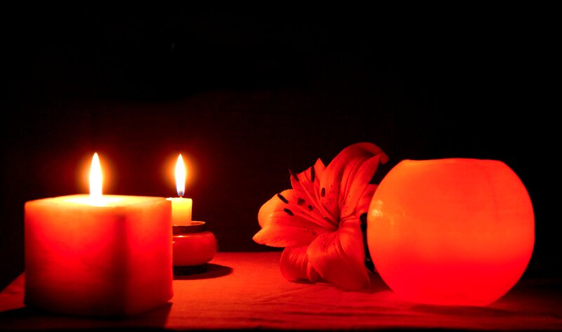 Candles and Lily Flower — Red