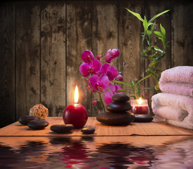 Candles and Orchids on Table