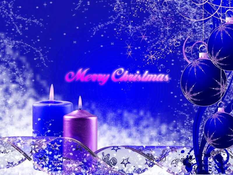 Candles and Ornaments — Blue, Festive