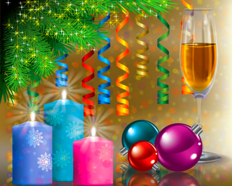 Candles and Ornaments — Blue, Festive, Winter
