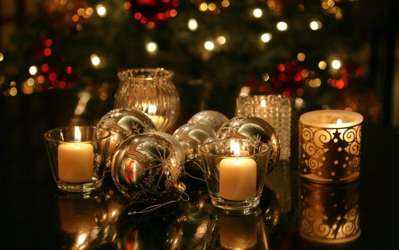 Candles and Ornaments — Gold, Cozy