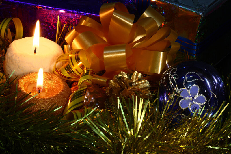 Candles and Ornaments — Gold