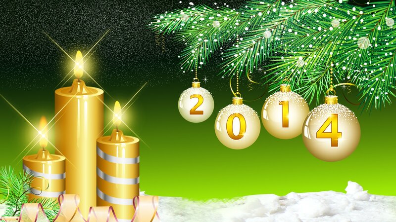 Candles and Ornaments — Green, Festive