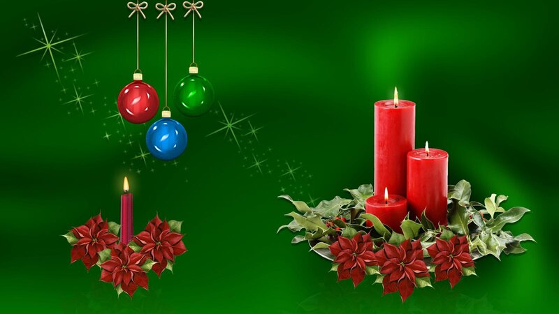 Candles and Ornaments — Green