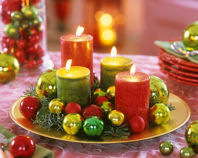 Candles and Ornaments on Plate