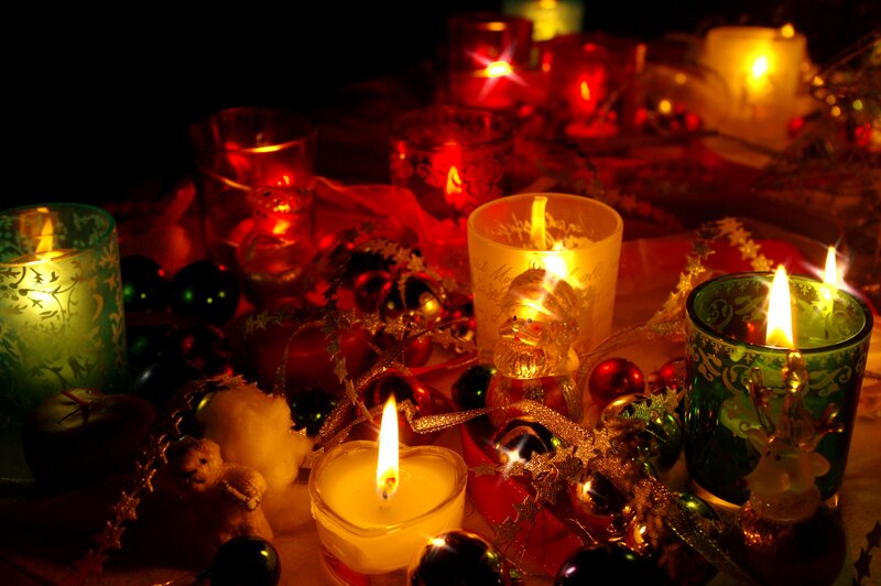 Candles and Ornaments — Red, Warm