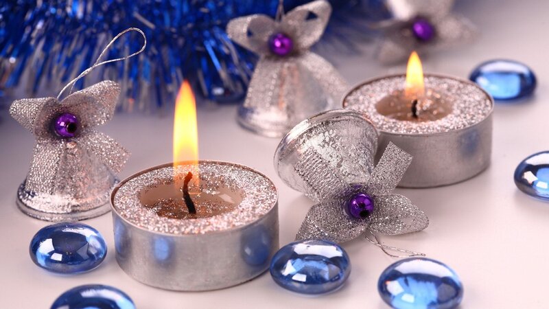 Candles and Ornaments — Silver, Festive, Winter