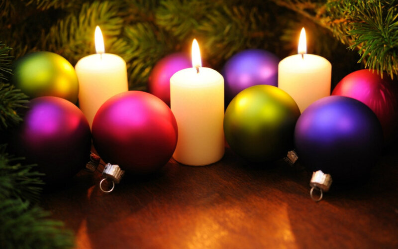 Candles and Ornaments — White