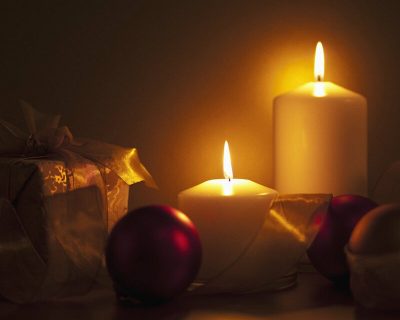 Candles and Ornaments — Yellow, Warm