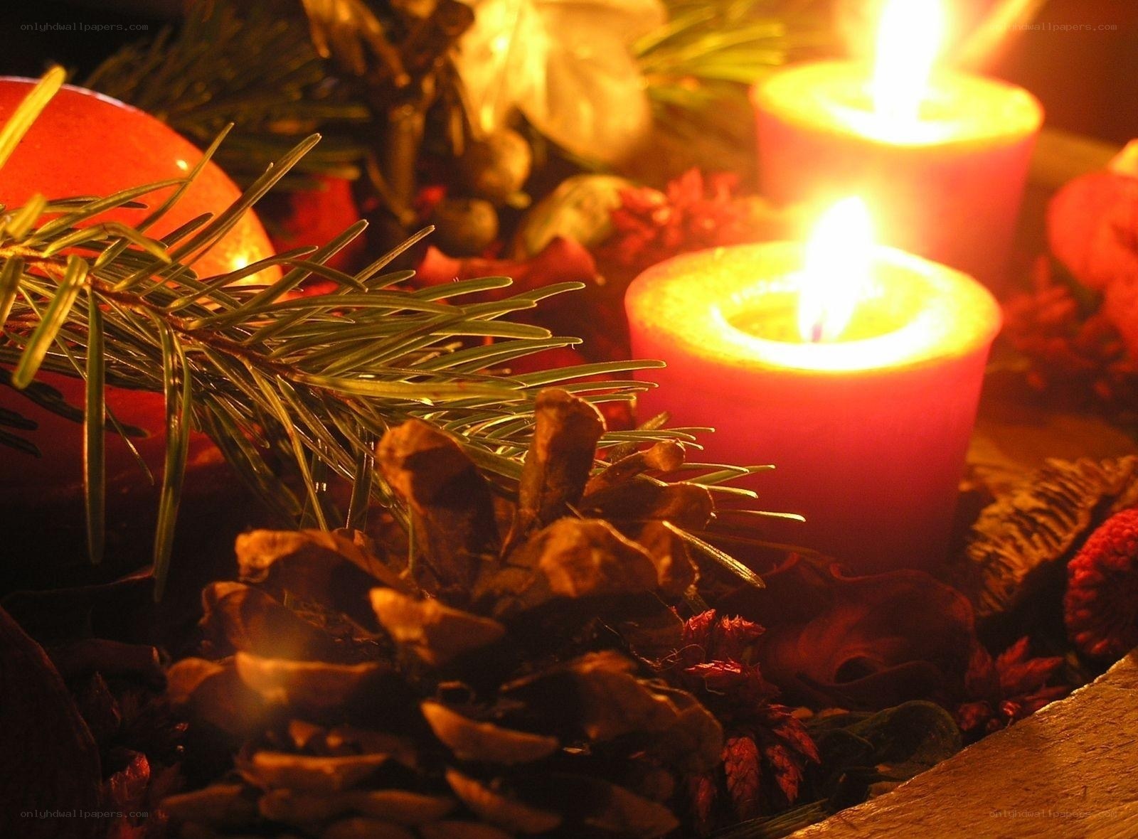 Candles and pine cones