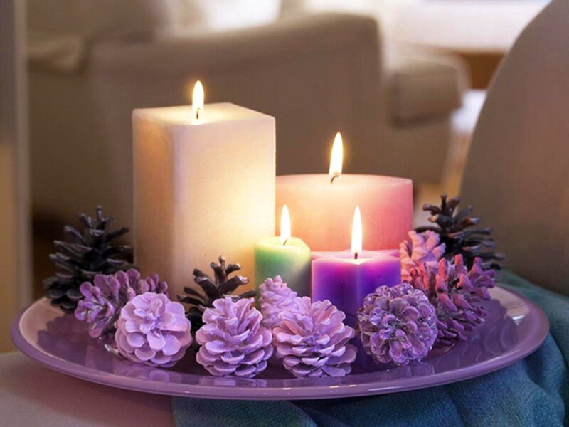 Candles and Pinecones — Purple