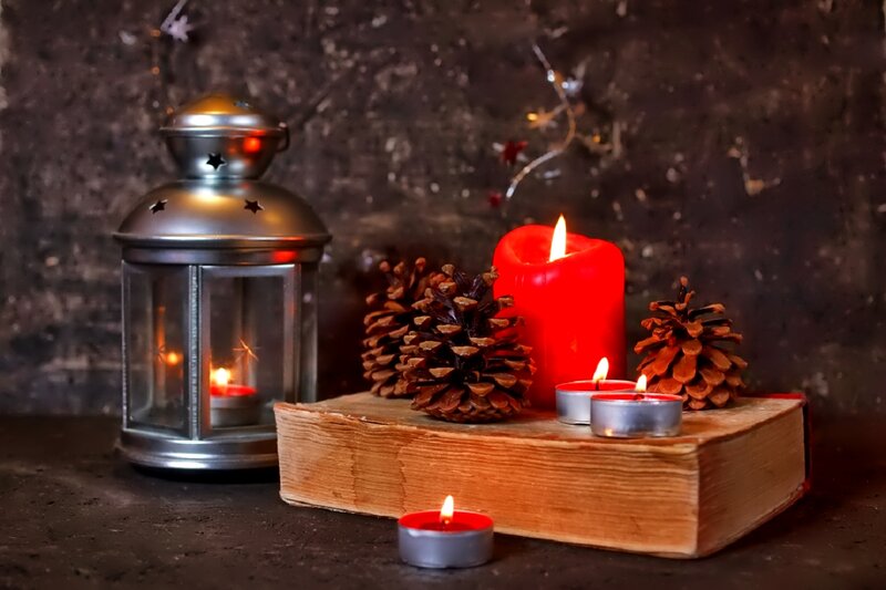 Candles and Pinecones — Red