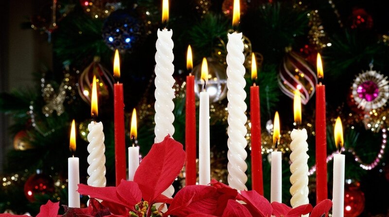 Candles and Poinsettia