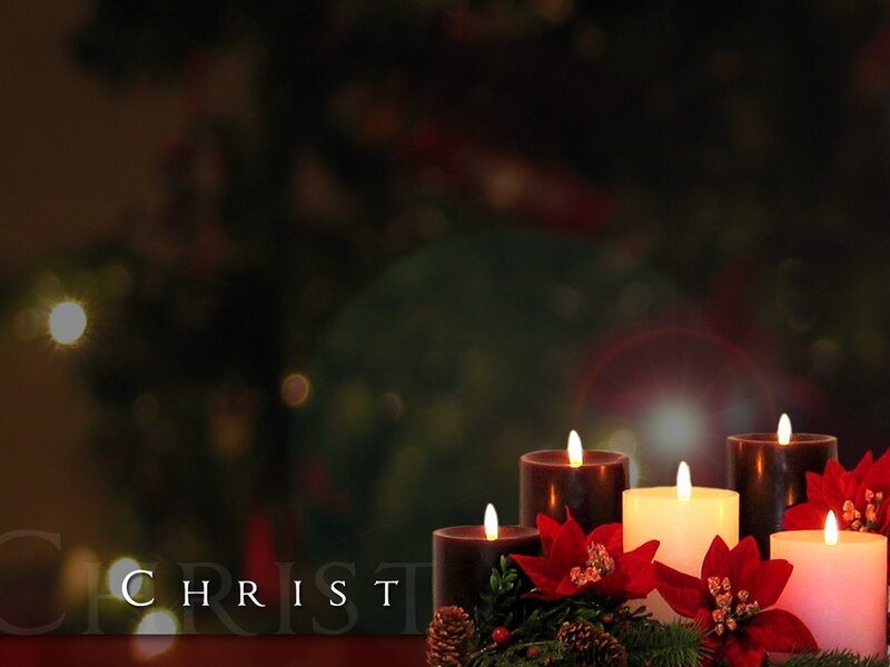 Candles and Poinsettias — Red, Festive, Night, Photograph