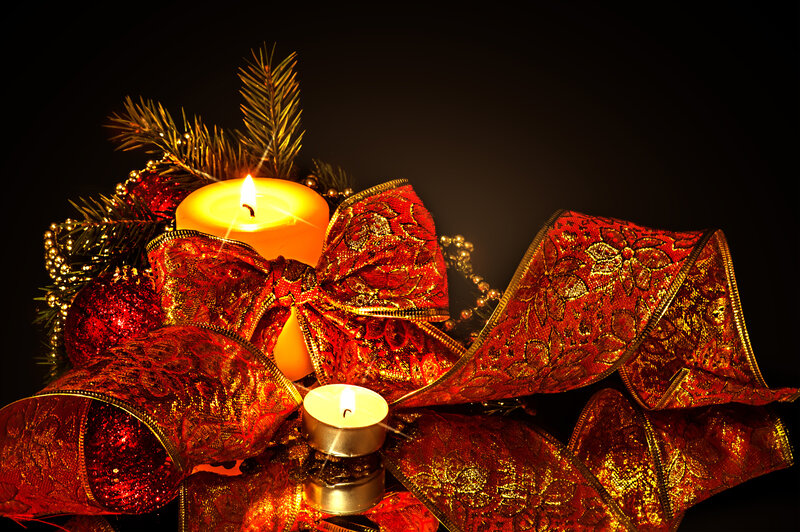 Candles and Ribbon Arrangement