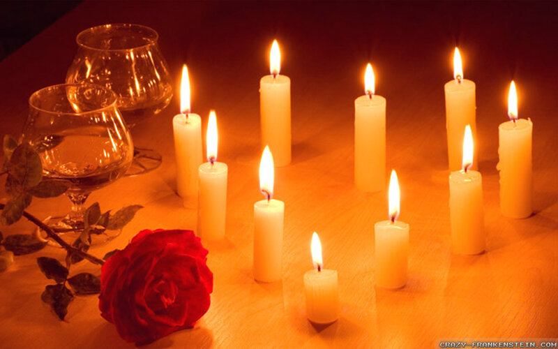Candles and Rose on Table — Orange