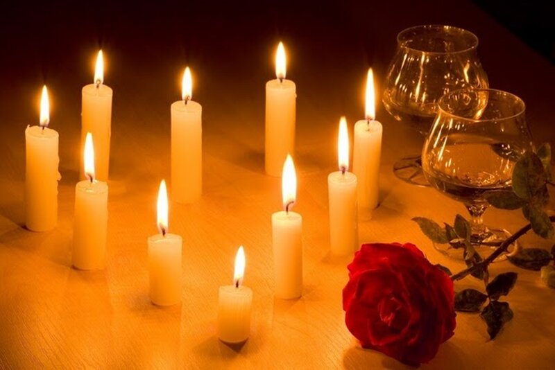 Candles and Rose on Table
