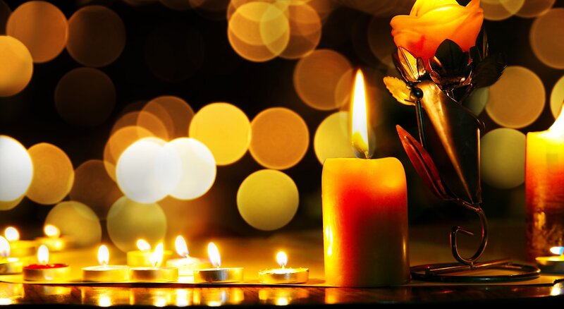 Candles and Rose on Table — Yellow