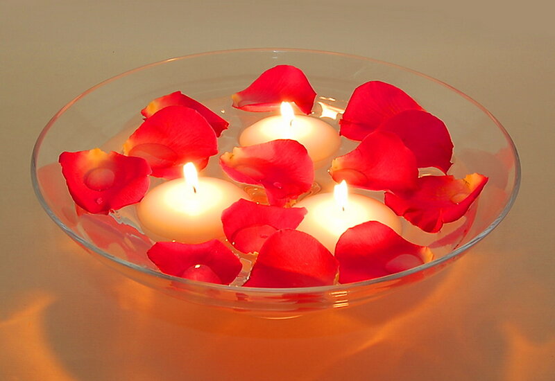 Candles and Rose Petals — Red