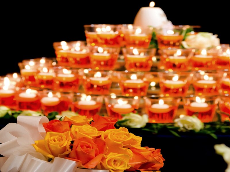 Candles and Roses Arrangement