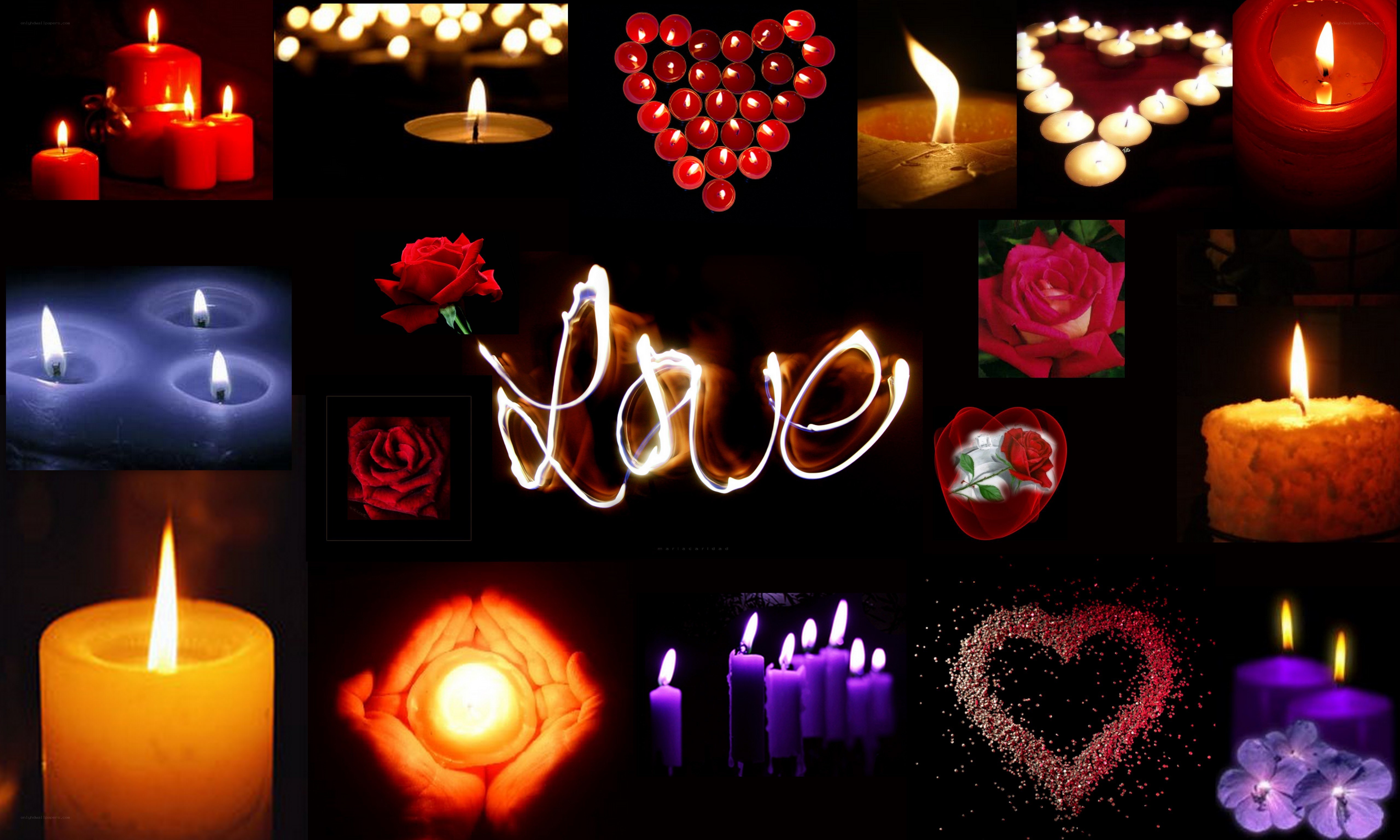 Candles and roses collage
