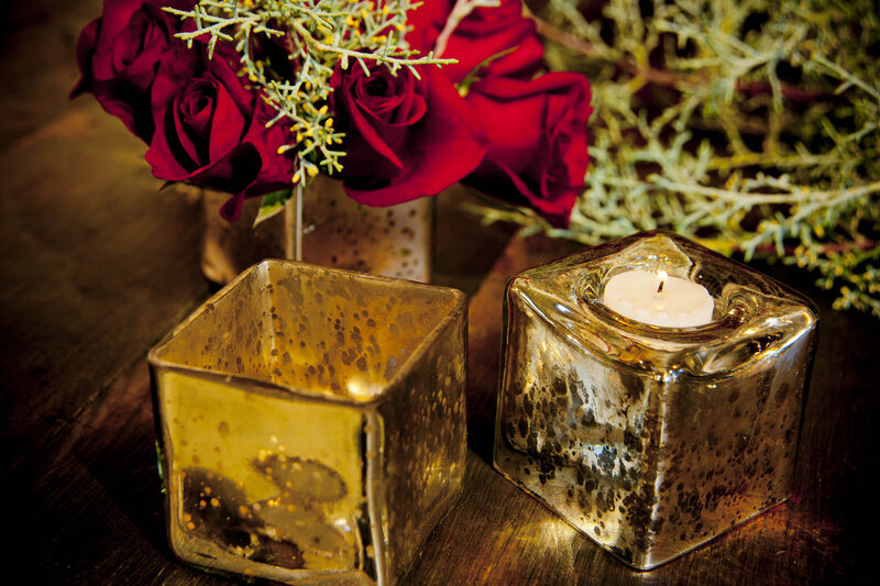Candles and Roses on Table — Red