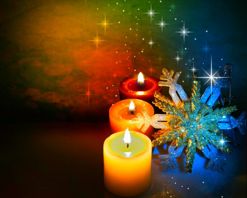 Candles and Snowflake Ornament — Yellow, Festive