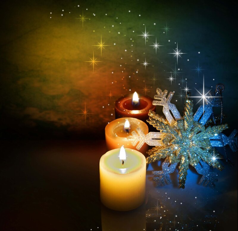 Candles and Snowflake Ornament — Yellow